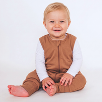Toffee Brown Big Dots Bamboo Toddler Sleeping Bag 1.5 TOG